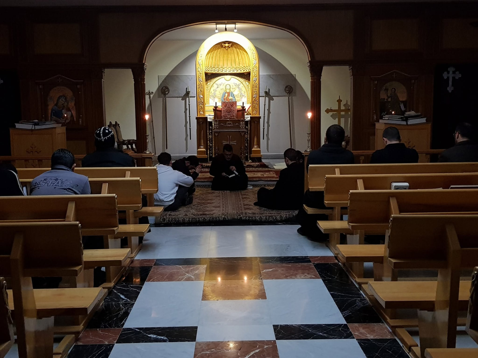 Students gathered for prayer in the chapel